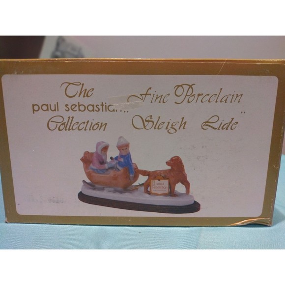 Paul Sebastian Sleigh Ride Dog & Children Porcelain Figurine - Picture 11 of 12